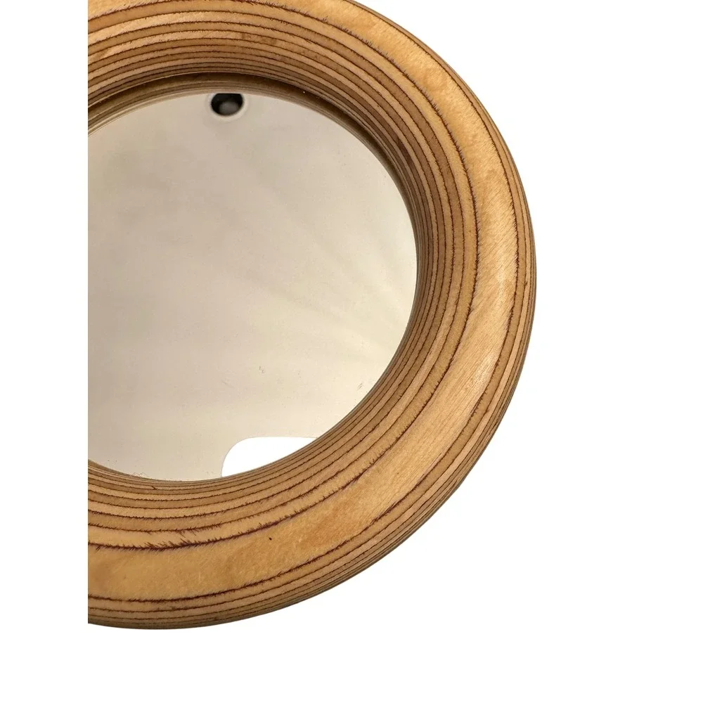 Wally Schwab Vintage Round Wood Mirror Wall Decor Retro Boho Accent